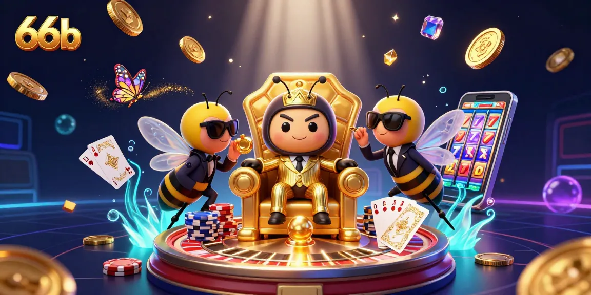 Engage in thrilling gameplay at 66b with a collage of casino elements including golden coins, cards, and a dynamic roulette wheel.