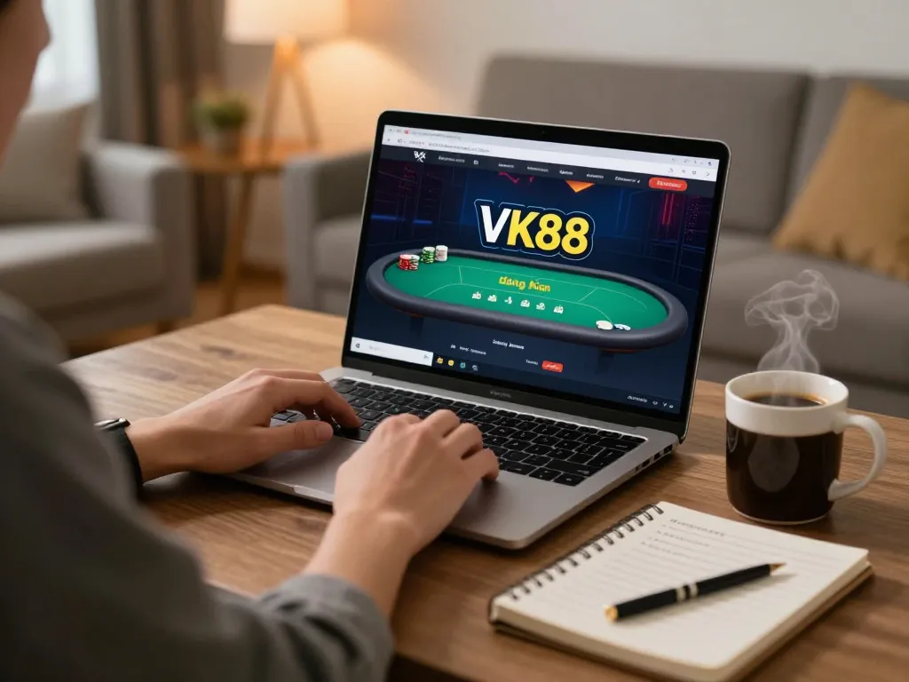 Engaging in VK88 đăng nhập while enjoying a poker game at home with cozy ambiance