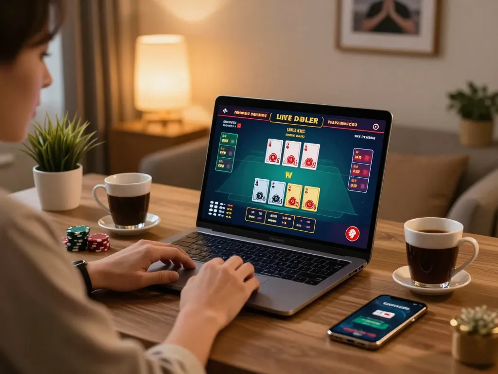 Engaged player strategizing in online blackjack gameplay on RED88 platform.