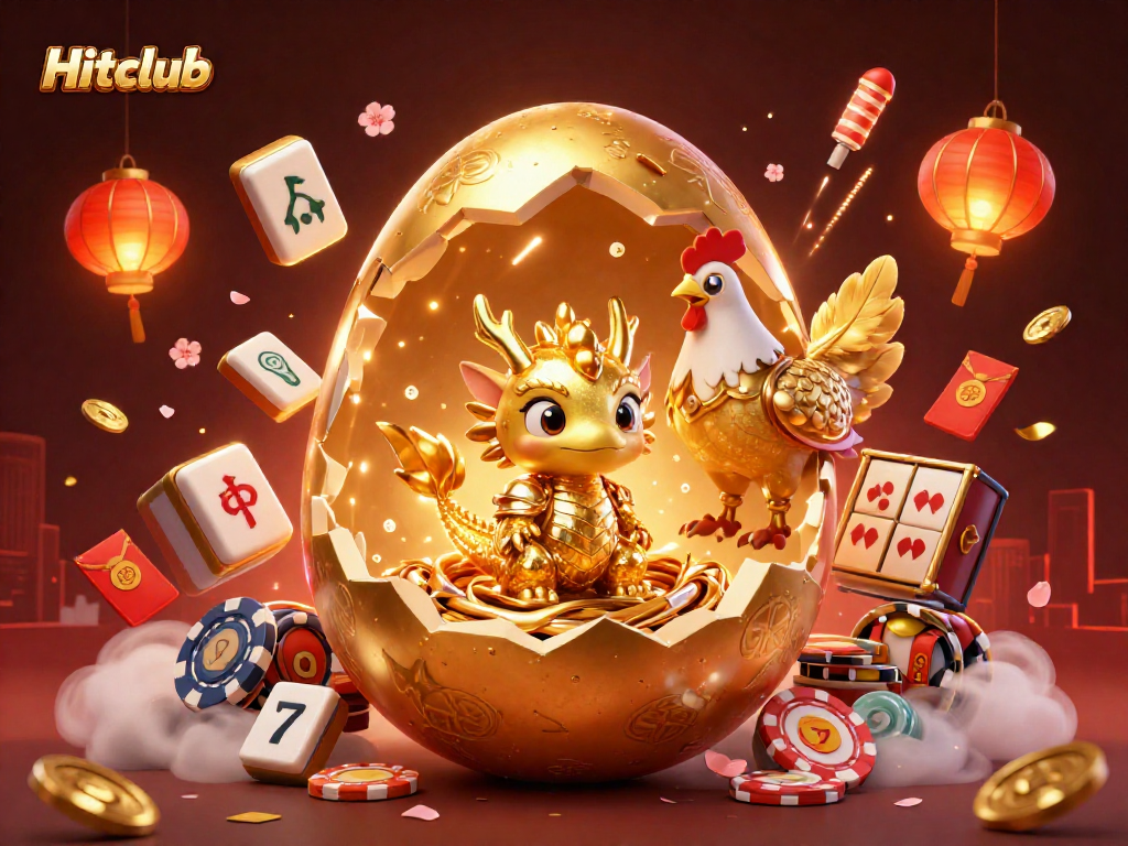 Hitclub entices players with a captivating scene of a golden dragon and poker chips, immersing them in gaming excitement.