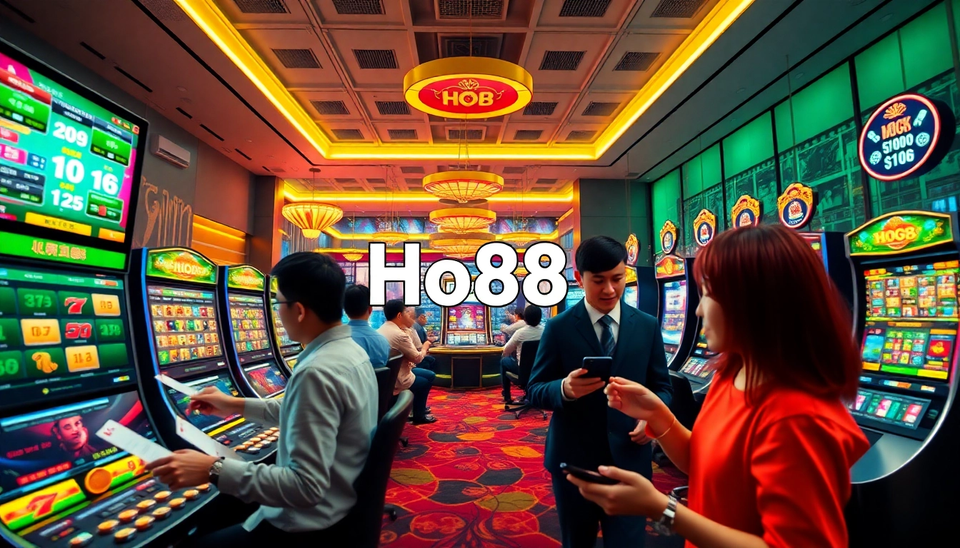 Exciting online casino experience featuring Ho88 with vibrant games and players immersed in betting.