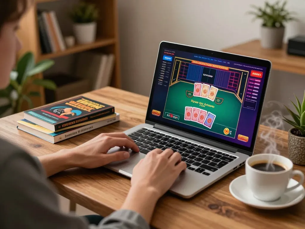 A player enjoying online gaming at 789win with a live dealer, showcasing a strategic betting setup.