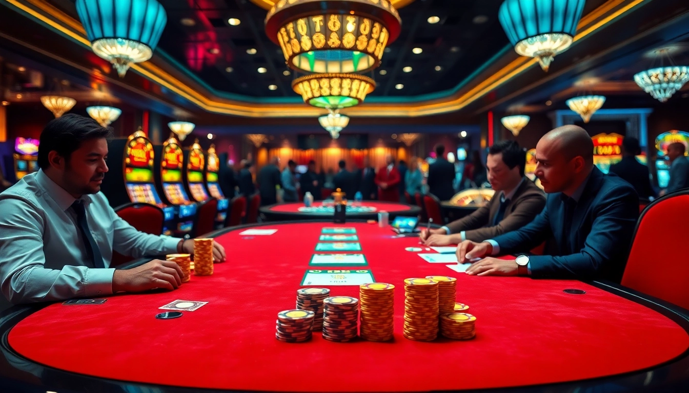 Experience high-stakes poker excitement at 7mcn with vibrant chips and professional players.