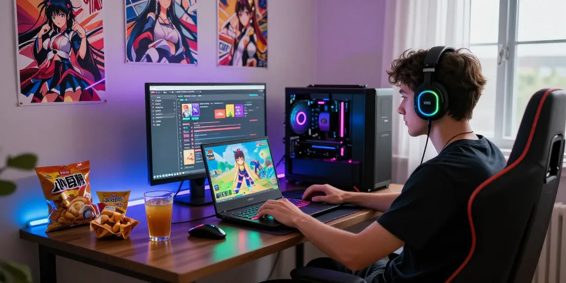 Exciting gaming setup with a player enjoying ecchi games online