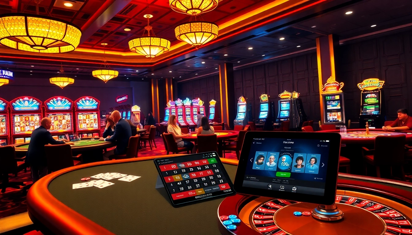 Players enjoying diverse gaming experiences at ee88a.co.com in a vibrant casino environment.