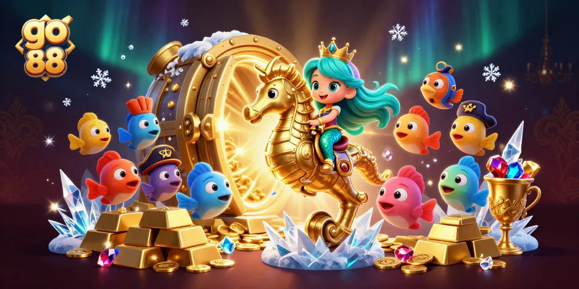 Experience the fun at go 88 with a vibrant underwater scene featuring a mermaid and treasure.