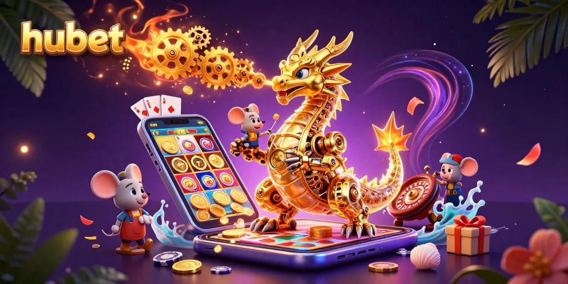 Engage with hubet's thrilling online casino experience through dragon and engineer-themed artwork.