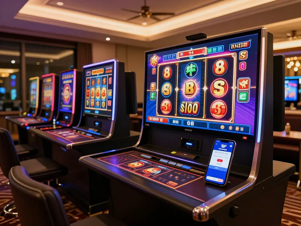 Engaging mobile gaming scene featuring BL555 app on smartphone with vibrant slot game display and cozy home ambiance.