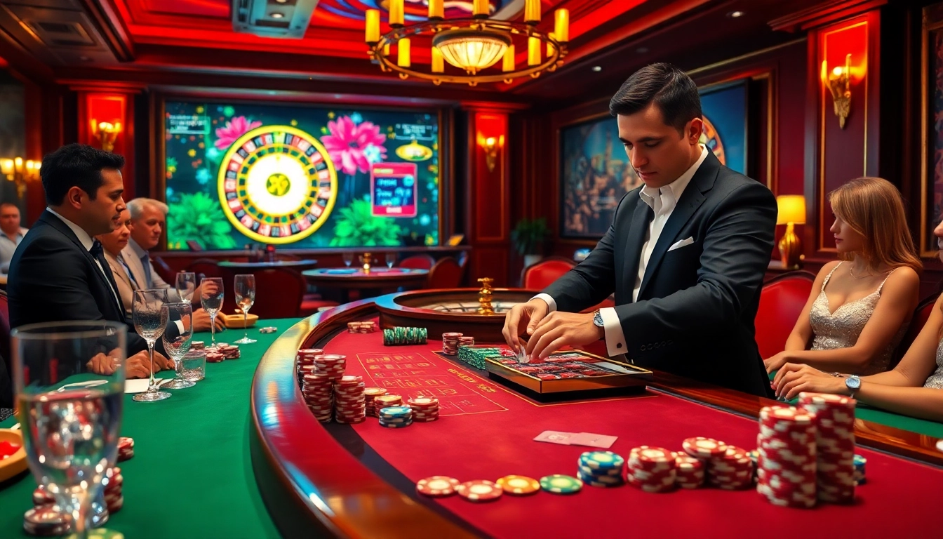 Players strategizing at KUWIN's luxurious casino table while enjoying a thrilling game.