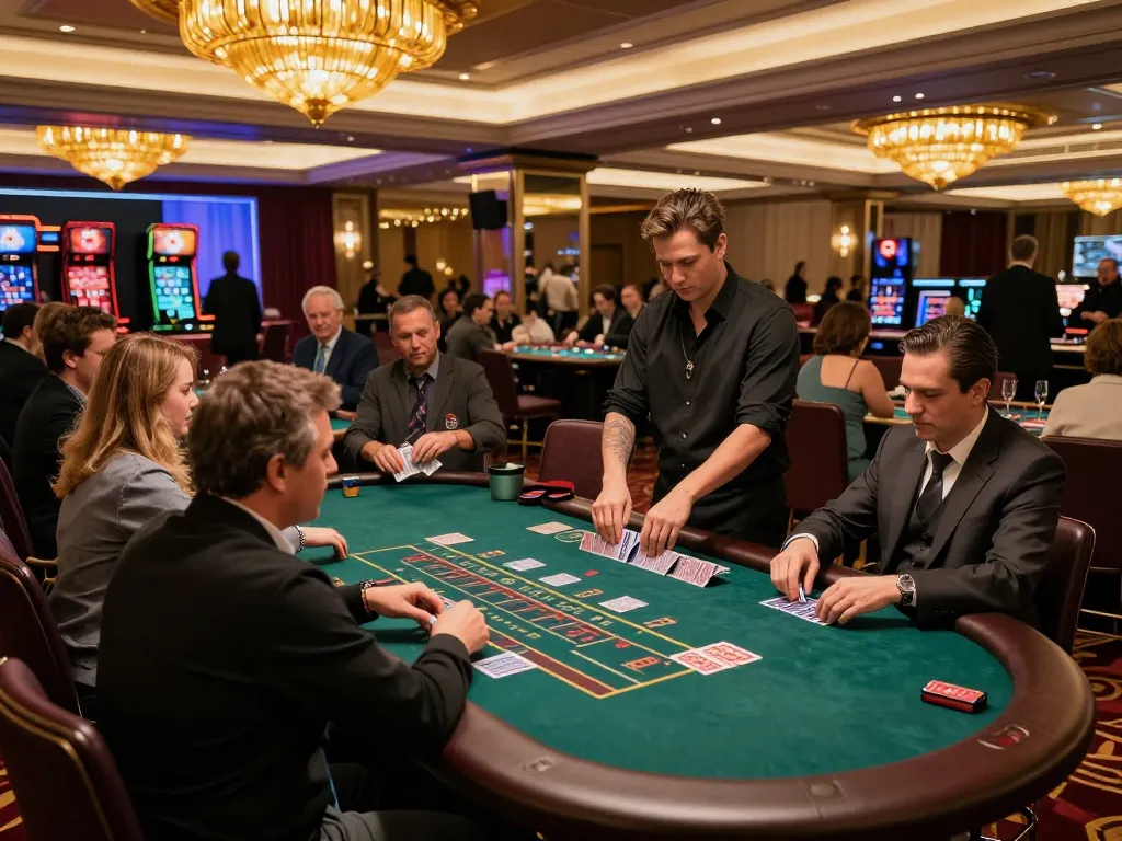 MM88 players enjoying engaging blackjack action at a vibrant casino