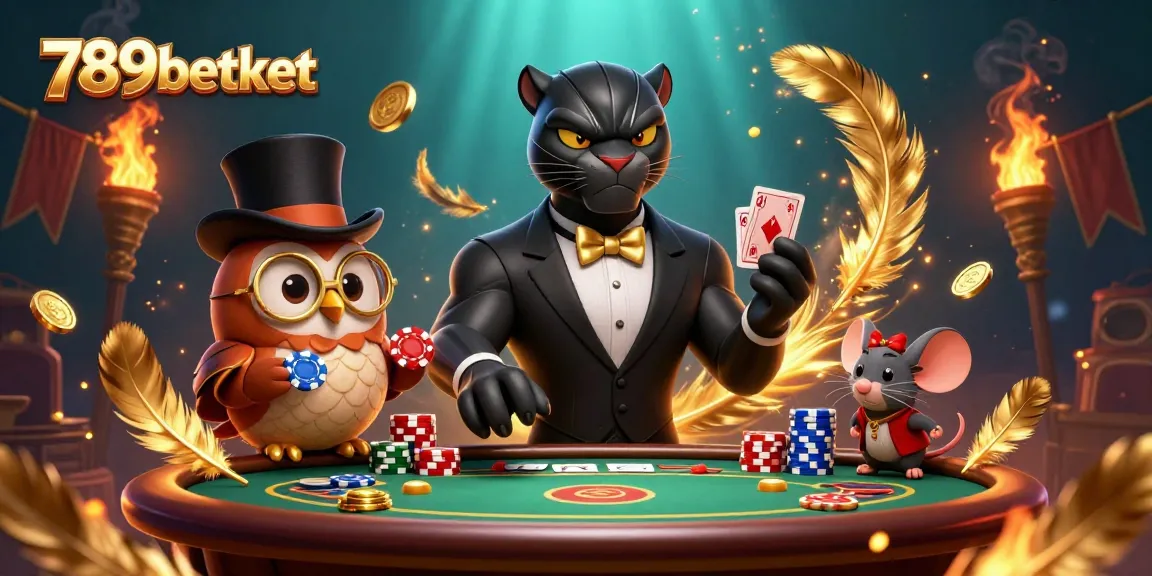 Play poker with the stylish 789betket panther dealer in a dynamic casino scene.