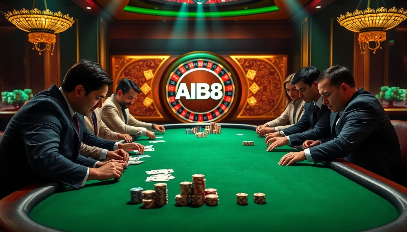 Experience intense poker action at ABC8 casino, featuring luxury tables and skilled players.