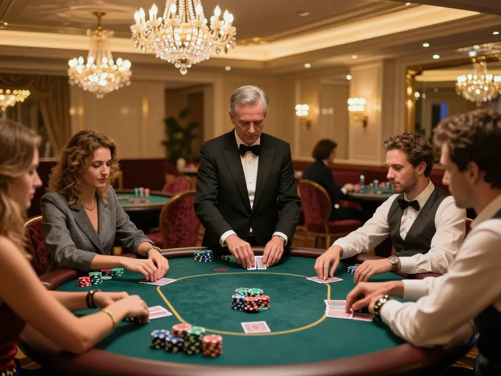 Engage in high-stakes gameplay at kp88 vip in a luxurious casino's exclusive gaming area.