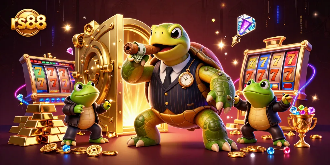 Experience thrilling gaming with rs88 amidst vibrant slot reels and casino lights.