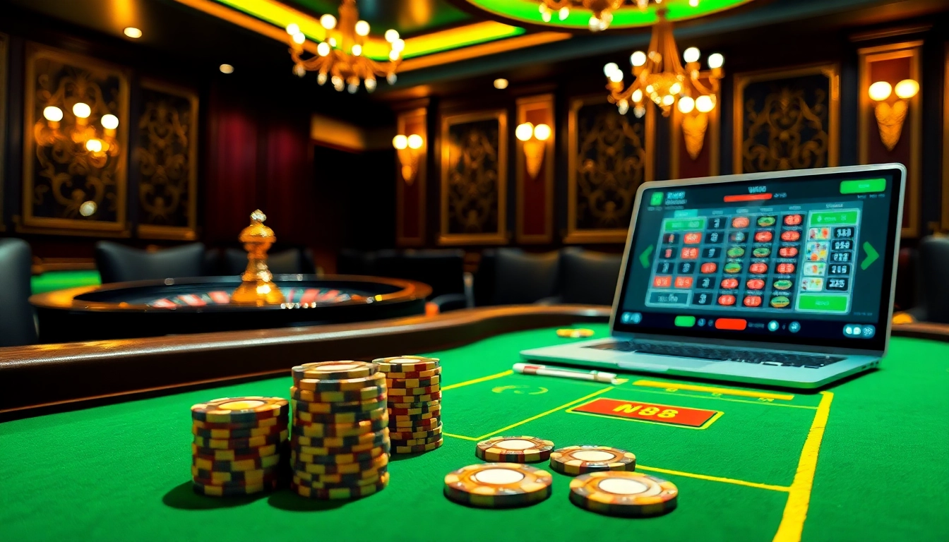 Experience the thrill of gambling with nhà cái W188 at a luxurious casino table filled with cards and chips.