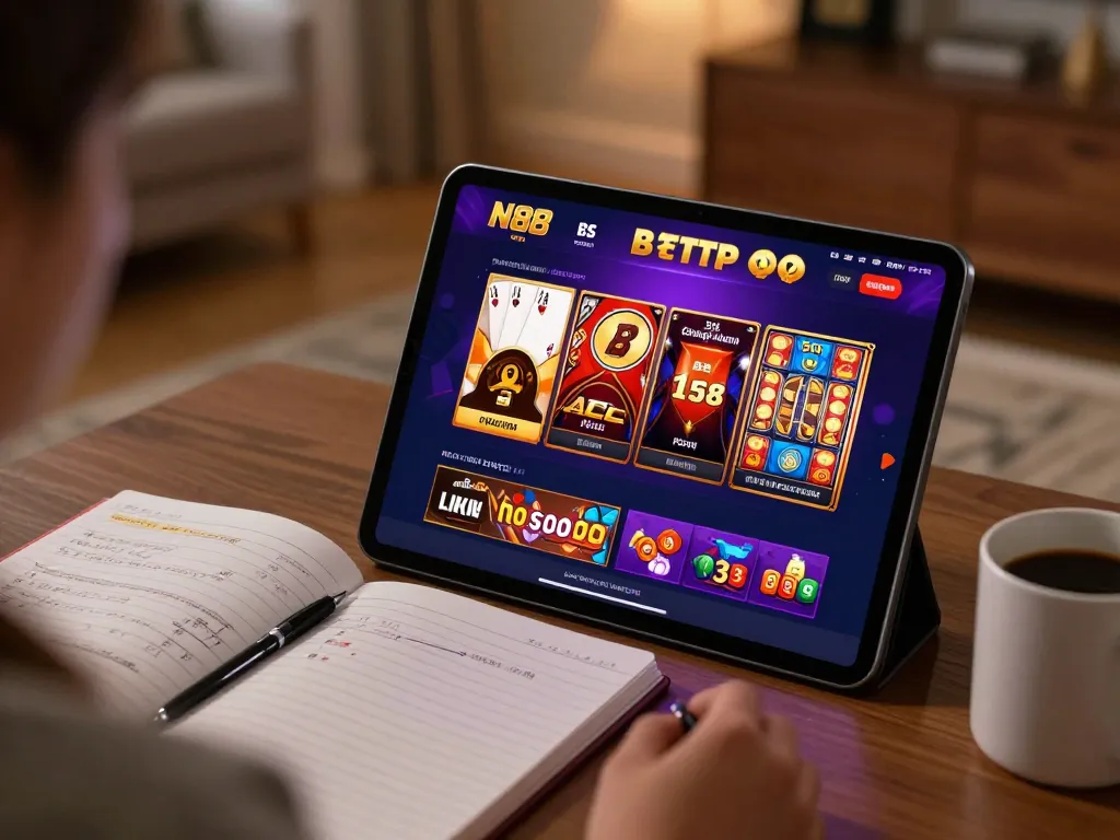 N88 online gaming experience on a tablet showcasing live betting options in a cozy home setting