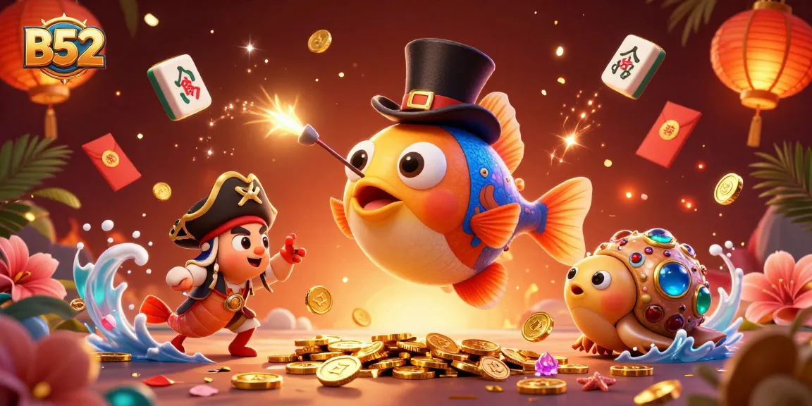B52 casino scene showcasing anglerfish and treasures with dynamic gambling elements around.