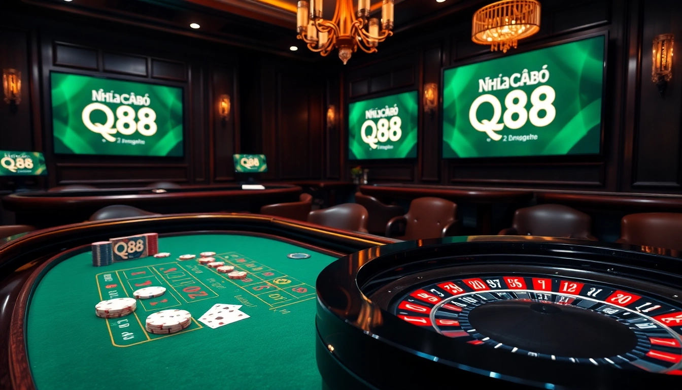 Experience the vibrant thrill of Nhà Cái QQ88 casino gaming with luxurious tables and poker action.