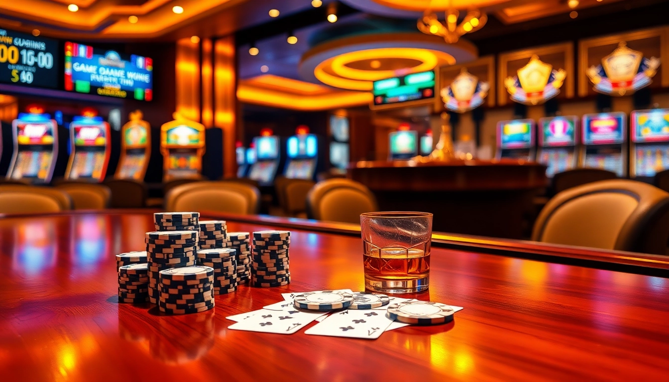 Experience excitement at kuwinblog.com with a luxurious poker scene featuring high-value chips and charming roulette wheel.
