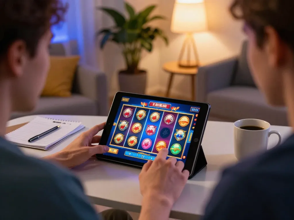 Enjoying online gaming at home with 79sodo on a tablet, showcasing strategic betting.