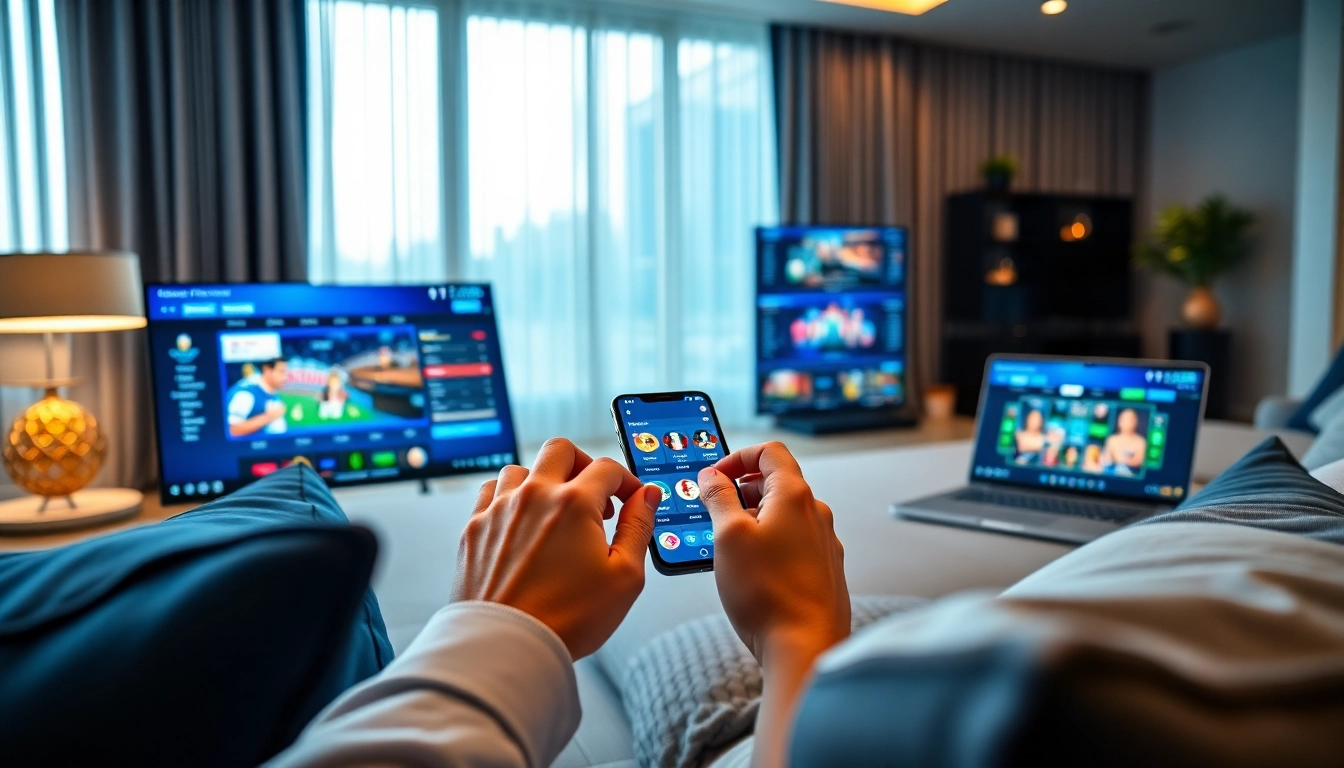 Engaging Ho88 interface showcasing online gaming excitement with players in a modern setting.