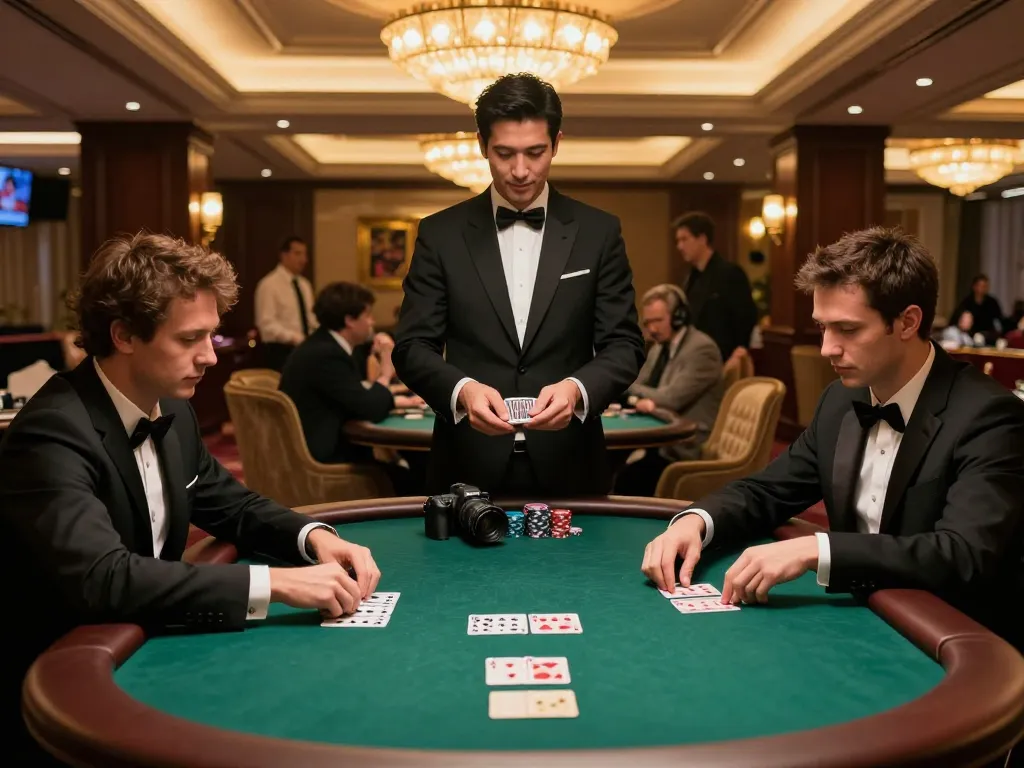 Players engage in a strategic poker game at the elegant 88CLUB casino table, showcasing excitement and skill.
