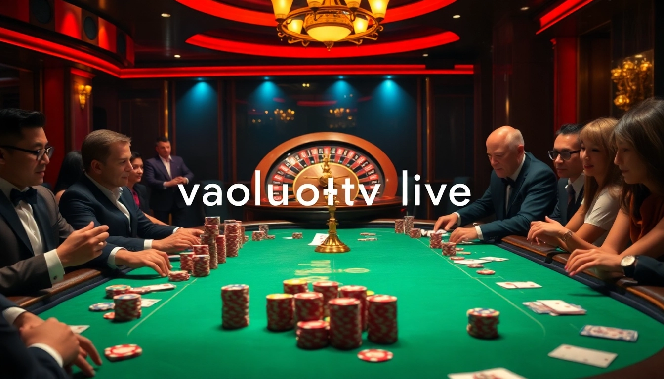 Engage in the excitement of vaoluoitv live with a high-stakes poker game featuring colorful chips and intense players.