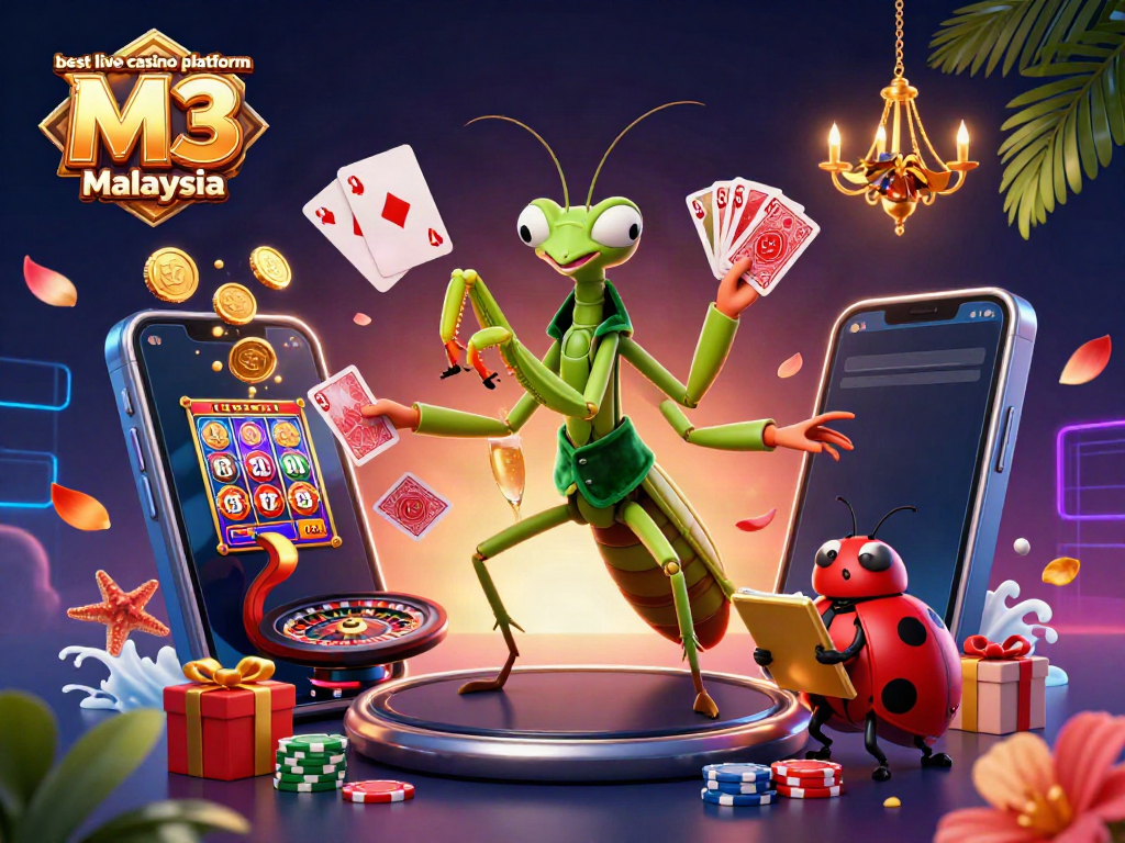 Experience the exciting action at the best live casino platform M3 Malaysia with dynamic gaming characters and elements.