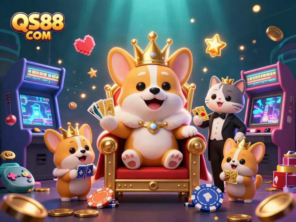 Play exciting games at QS88 COM with colorful cartoon themes and casino elements.