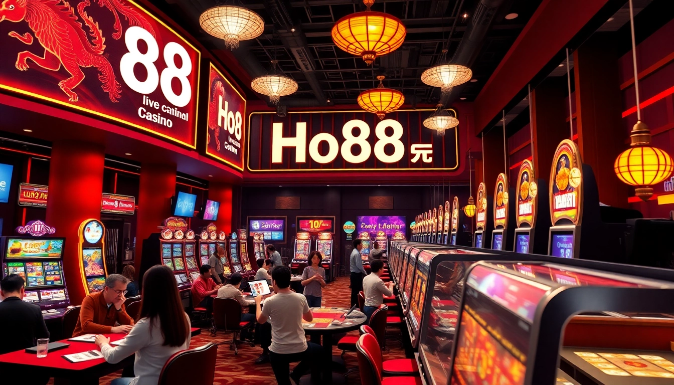 Exciting gaming environment showcasing Ho88's vibrant online casino experience with diverse players enjoying various games.