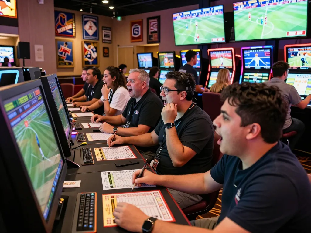 SC88 sports betting enthusiasts analyze odds and place live bets at a vibrant casino