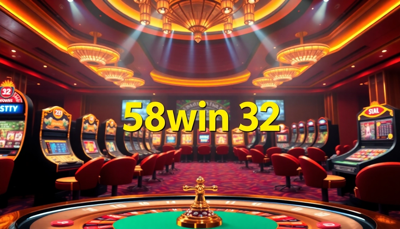 Engaging scene of 58win 32 online casino showcasing slot games and live dealer tables.