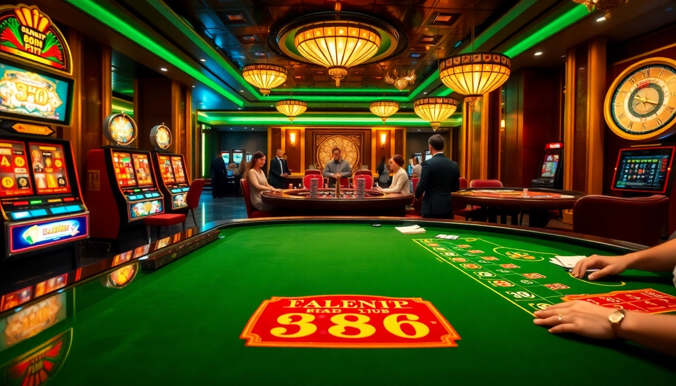 Players enjoying a thrilling game at Nhà Cái 68VIP, showcasing vibrant casino elements.