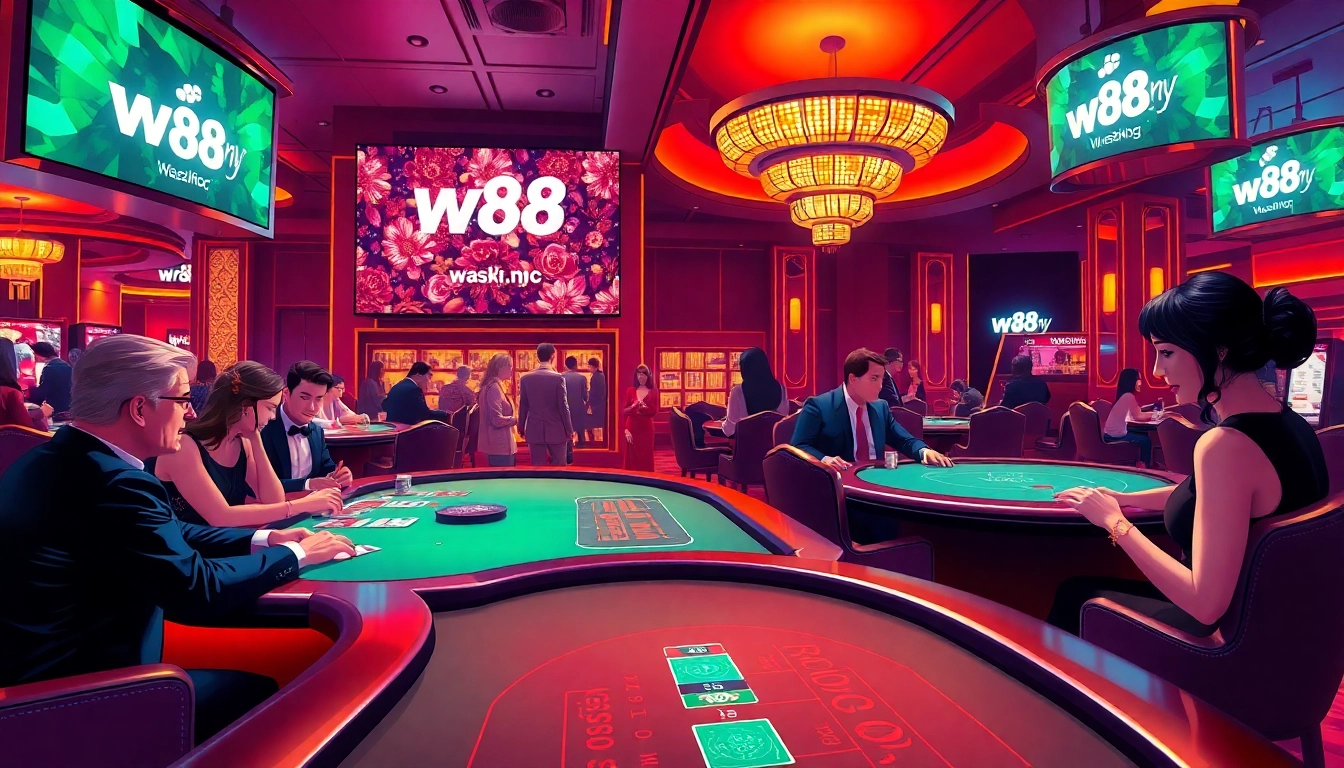 Casino atmosphere with Baccarat and Blackjack games at w88.nyc, showcasing excitement and luxury.