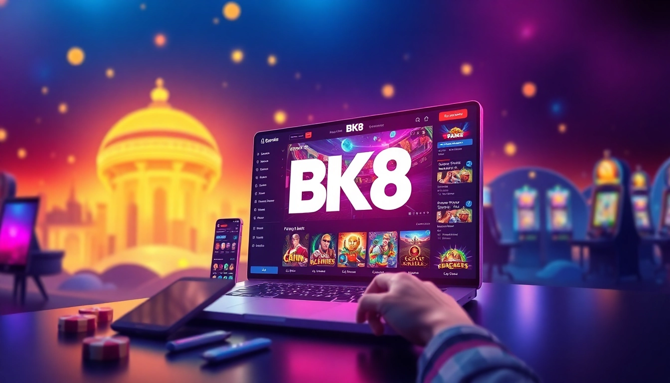 Engaging online gaming interface showcasing BK860S.com gaming options in a vibrant, luxurious environment.
