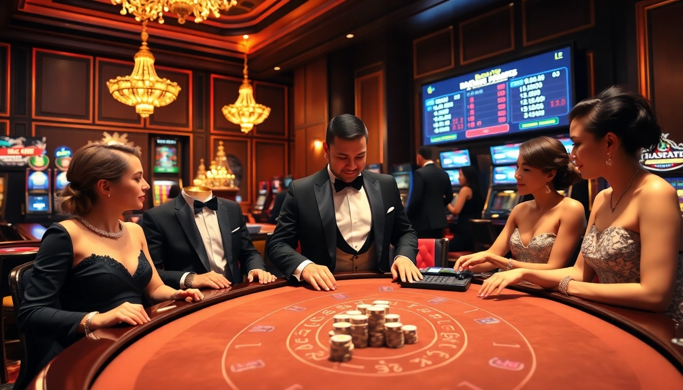 Experience the thrill of rik vip gaming at a lavish baccarat table, showcasing luxury and excitement.