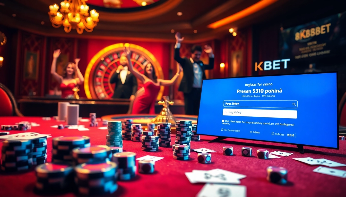 Experience Đăng ký 8KBET at an exciting casino table full of poker chips and winning moments.