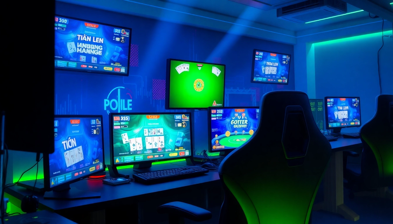 An engaging setup illustrating online card games on topgamebaidoithuong.mx with vibrant colors and modern gaming elements.