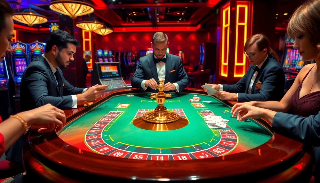 Players betting at the luxurious roulette table showcasing 69vn.gb.net experience.