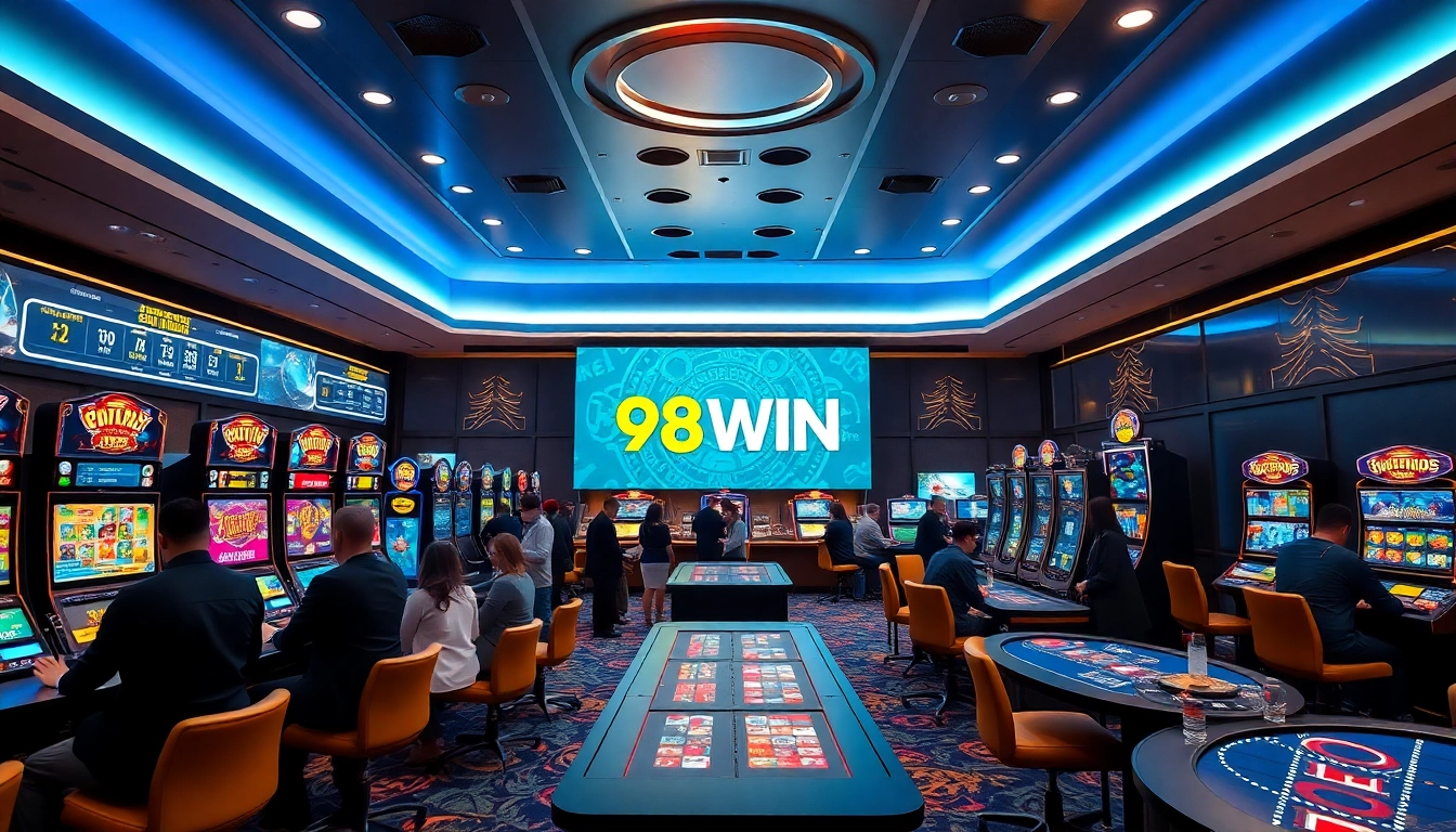Engaging online casino environment showcasing the 98WIN brand with diverse players.